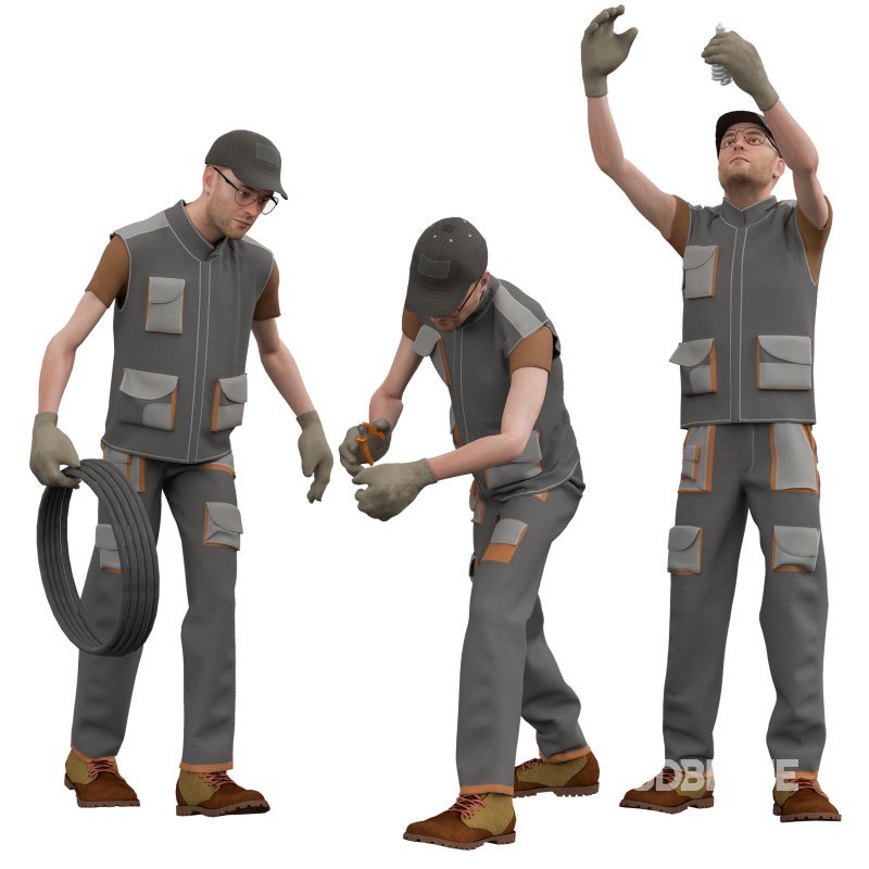 Electrician in 3 poses Image 2