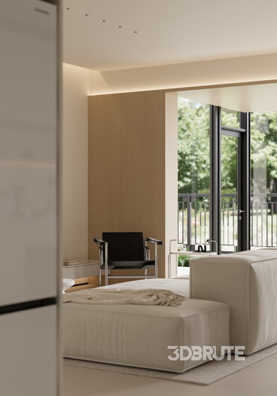 Modern living room and dining room interior scene Image 2