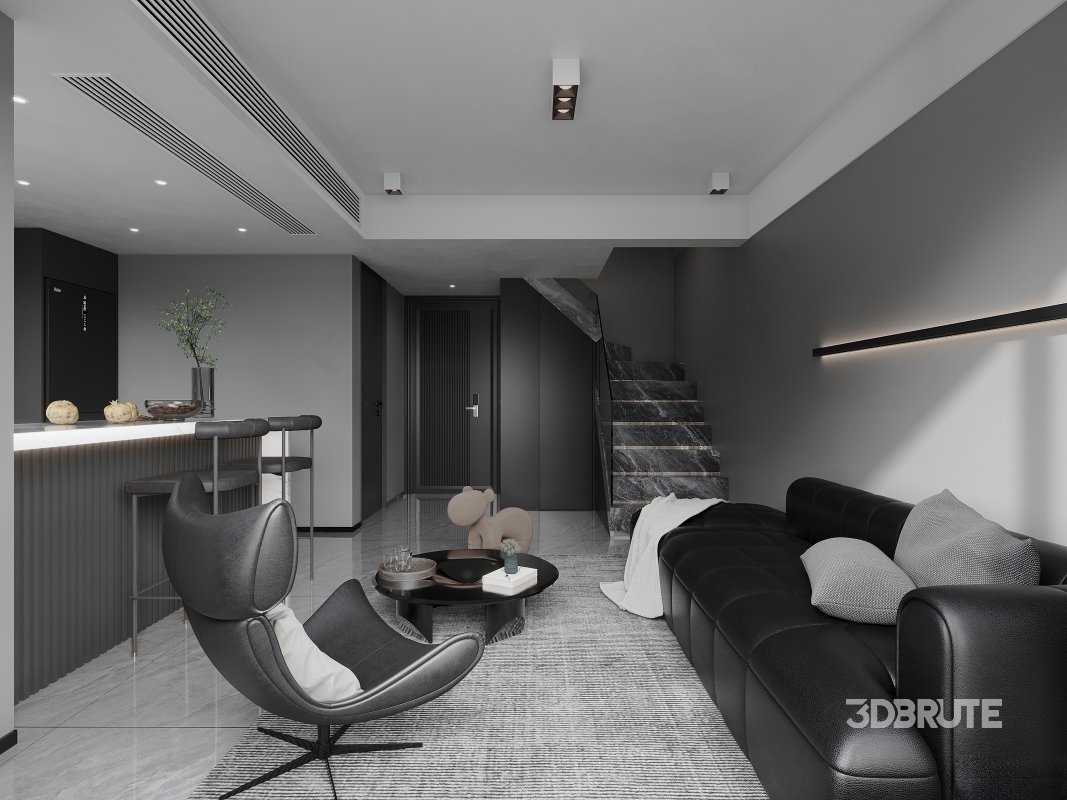 Modern living room and dining room interior scene Image 3