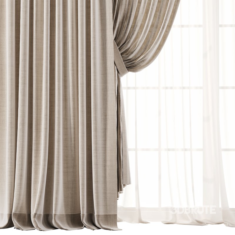 Cream Linen Double Layer Curtains 86 Image 2