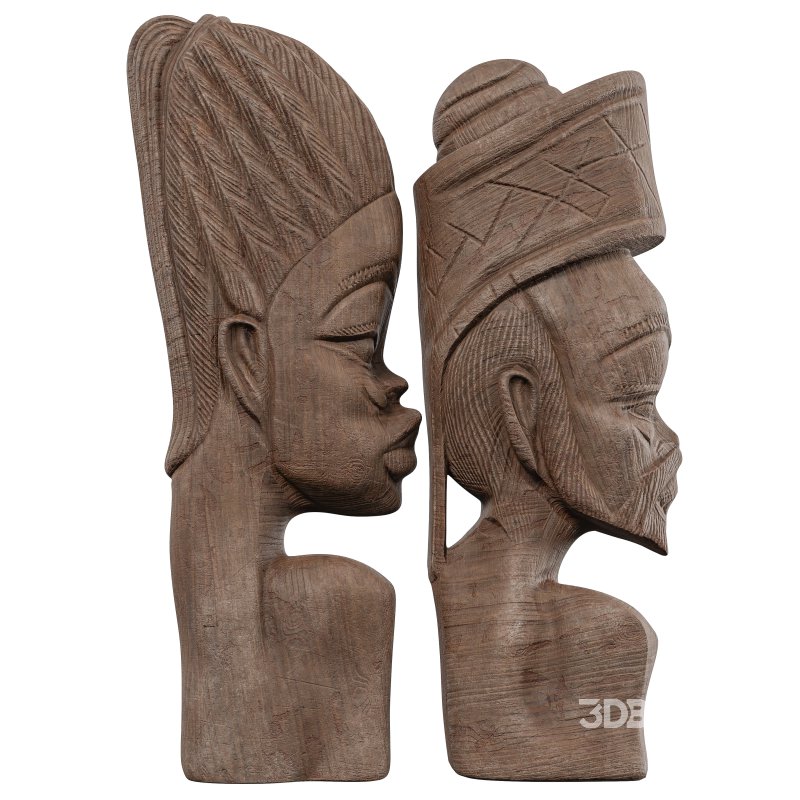 Wooden African Couple Statue 02 Image 5