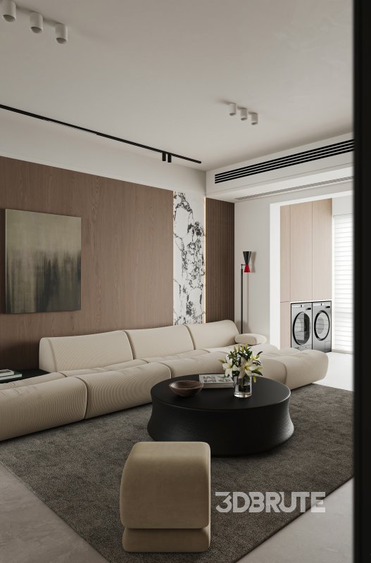 Modern living room and dining room interior scene Image 5