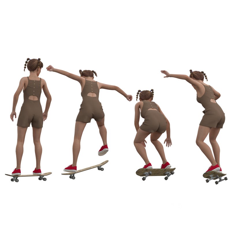 Girl skateboardin 4 poses Image 2