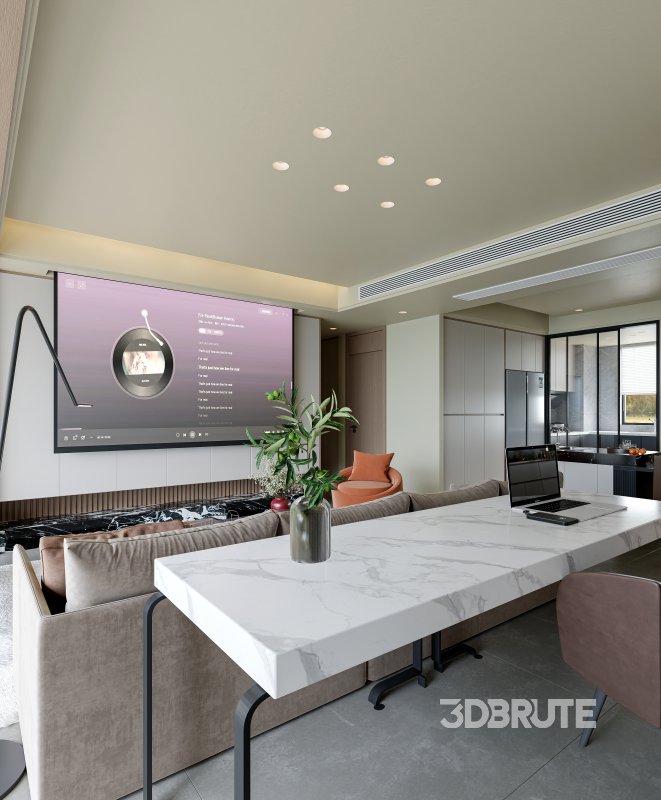 Modern living room and dining room interior scene Image 5
