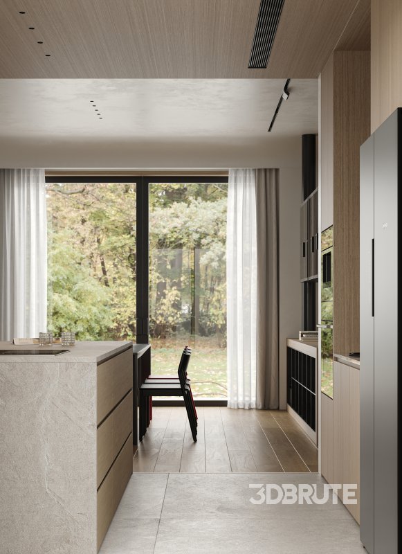 Modern living room and dining room interior scene Image 7