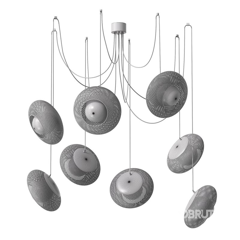 Bamboo 8 Lampshades Cluster Pendant Lamp Image 7