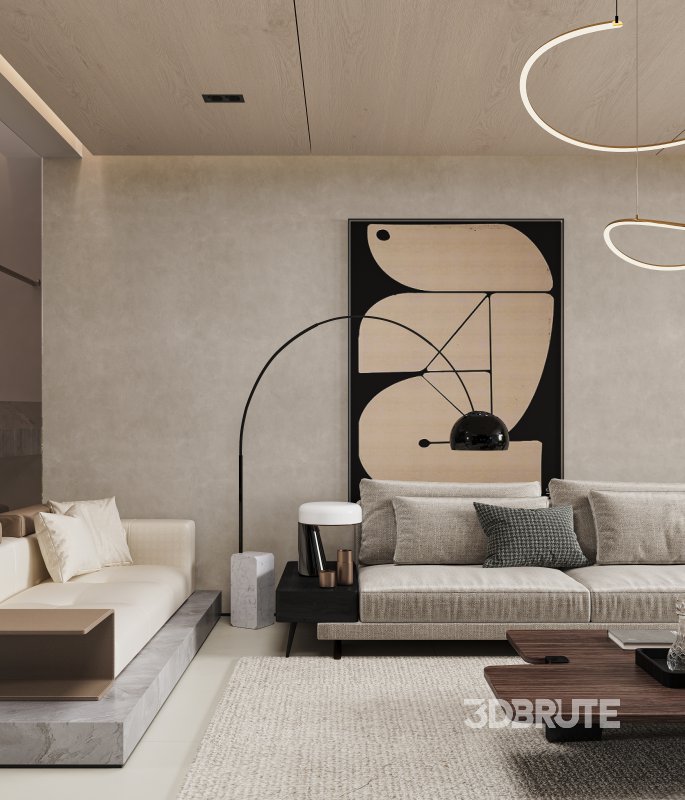 Modern living room and dining room interior scene Image 11