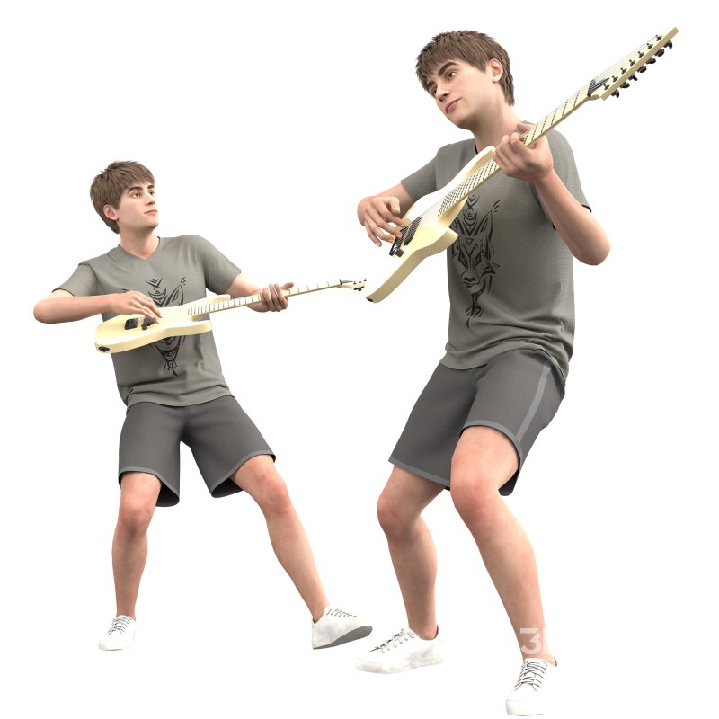 Boy Guitarist 03 Poses Image 4