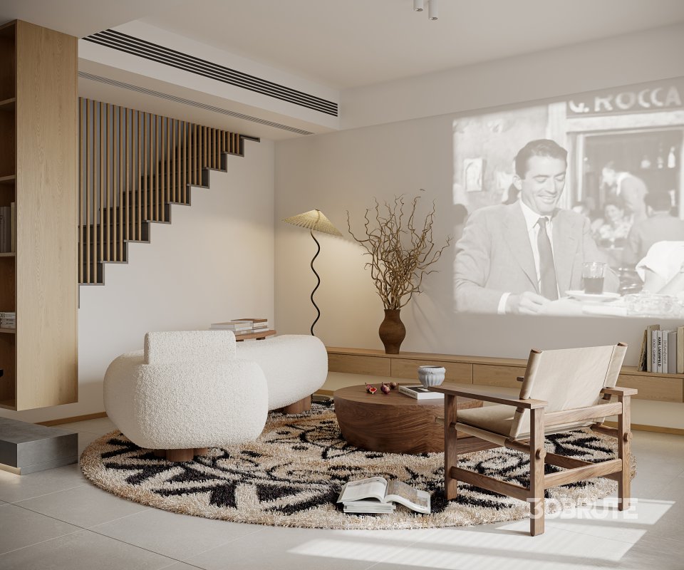 Modern living room and dining room interior scene Image 4