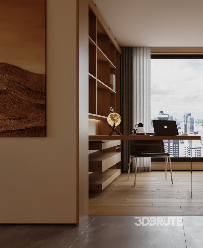 Modern living room and dining room interior scene Image 2