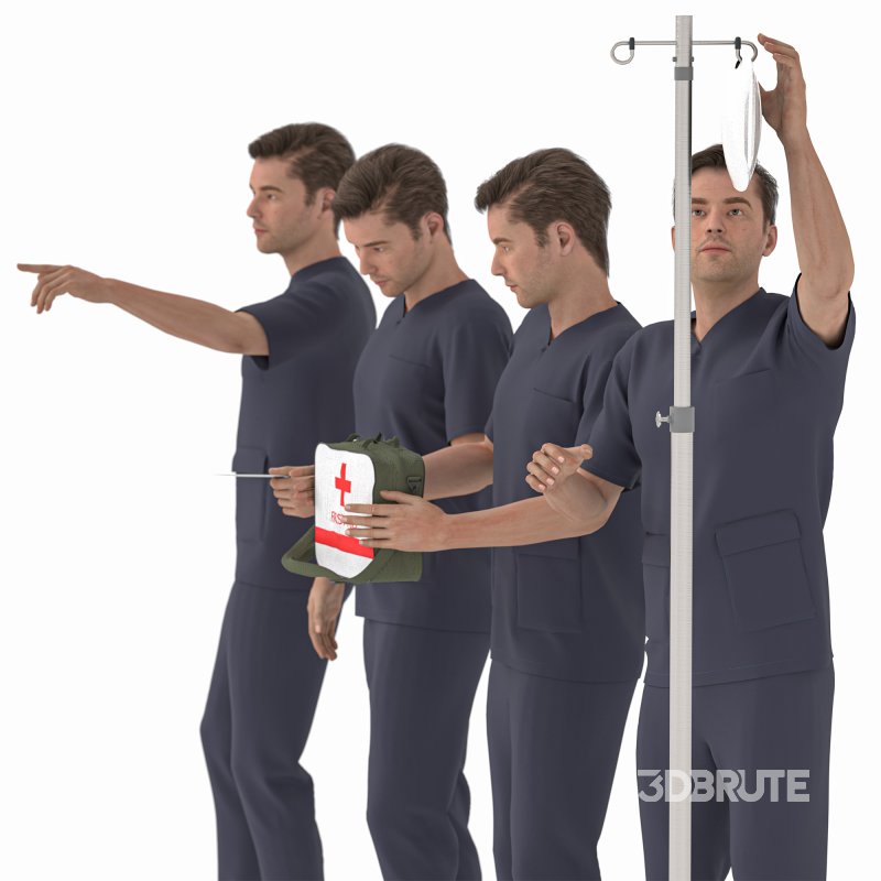 Nurse Man in 04 poses Image 4