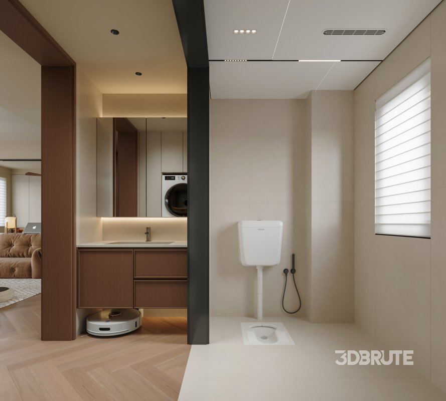 Modern living room and dining room interior scene Image 14