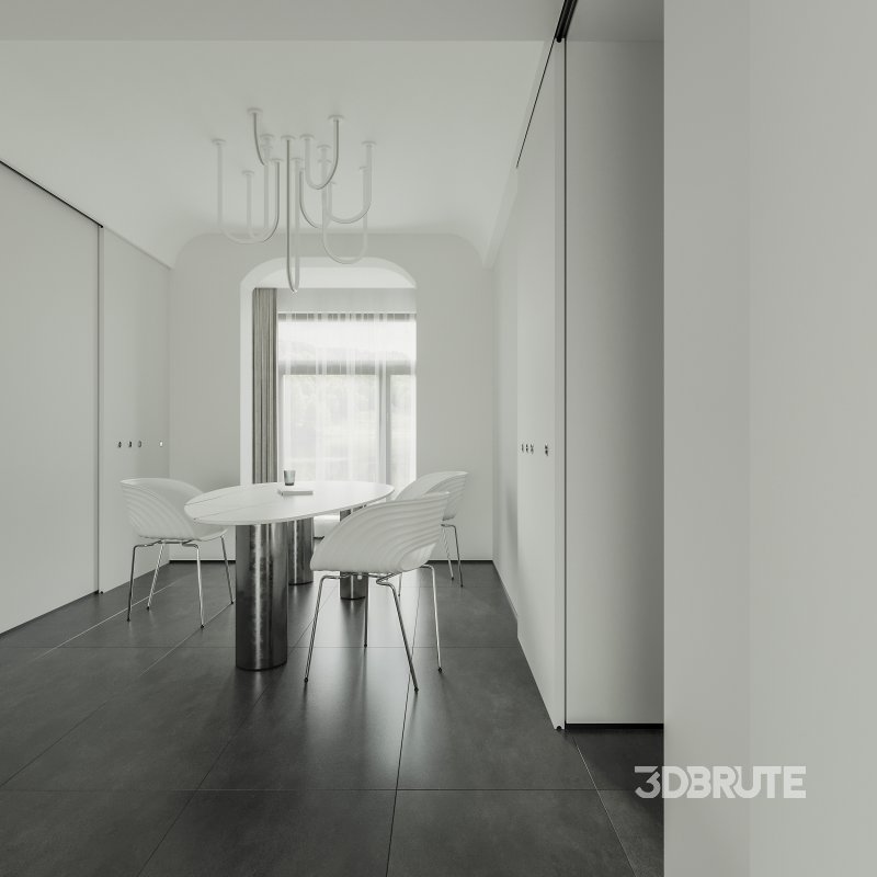 Modern living room and dining room interior scene Image 1