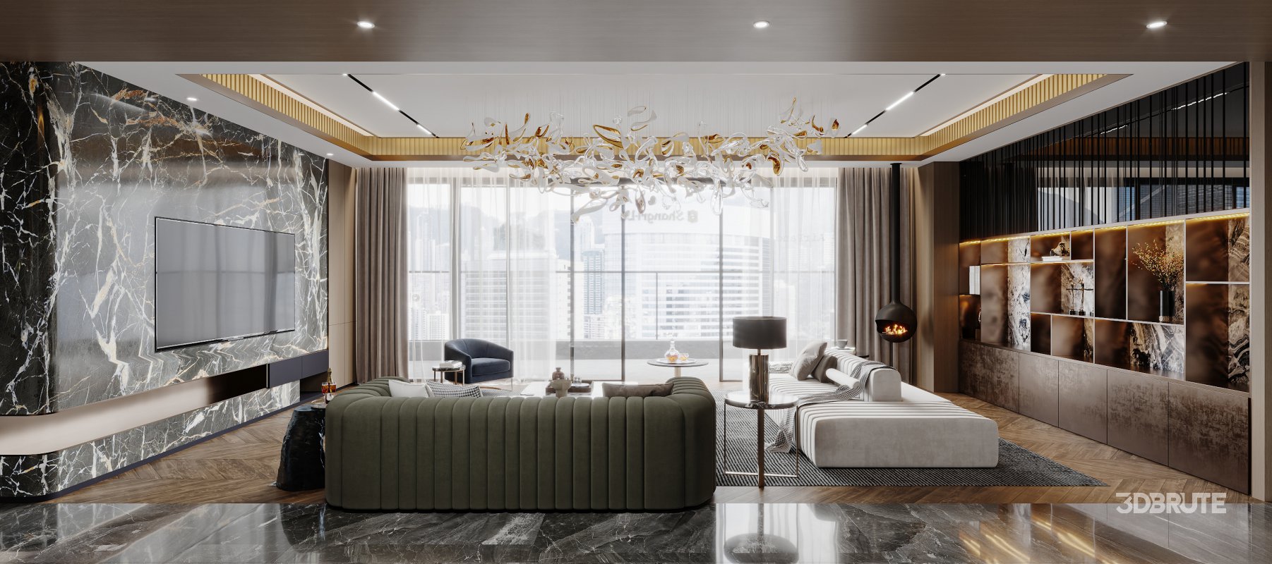 Luxurious living room and dining room Image 1