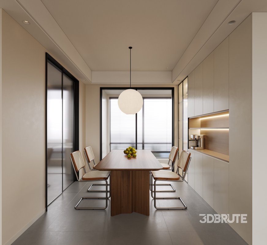 Modern living room and dining room interior scene Image 4