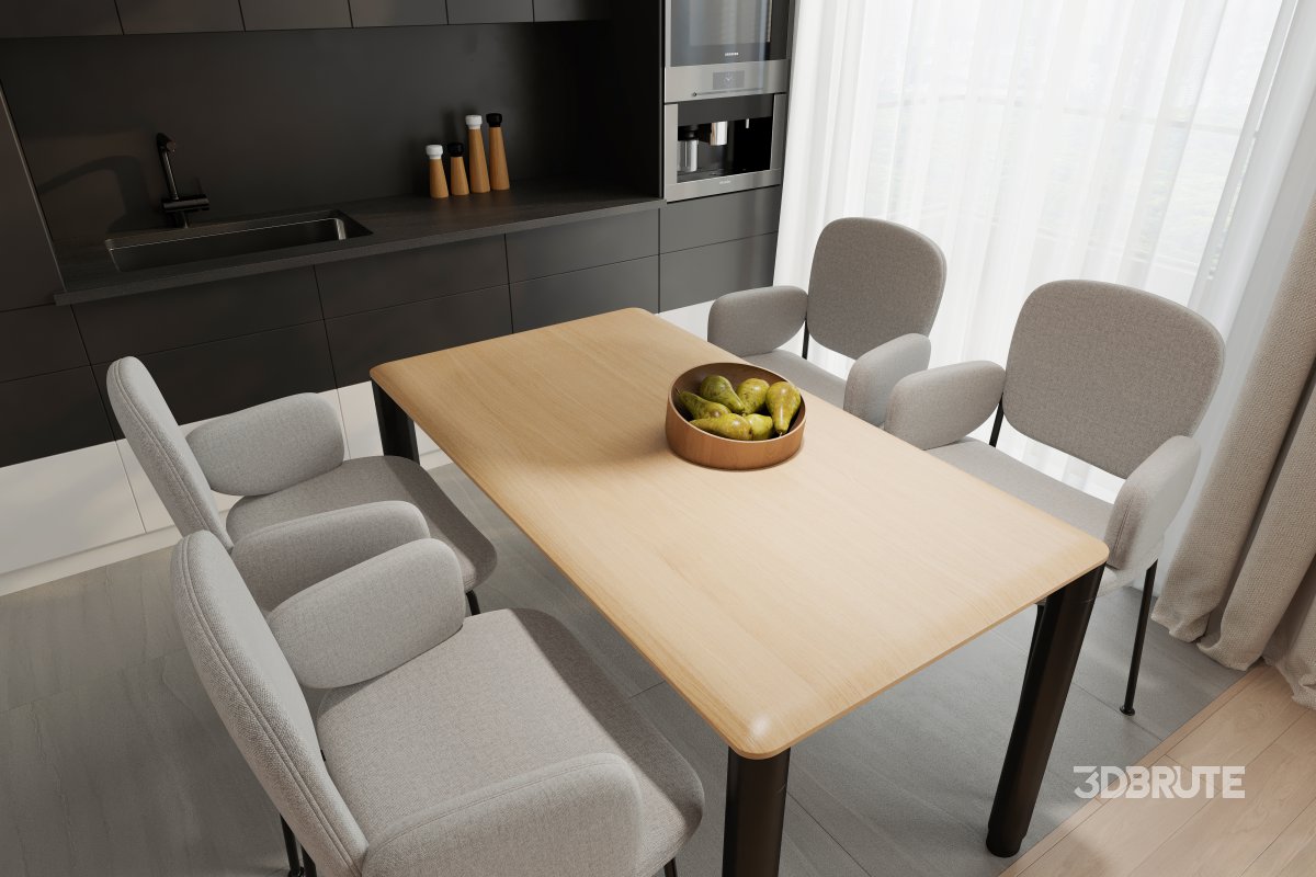 Modern living room and dining room interior scene Image 2