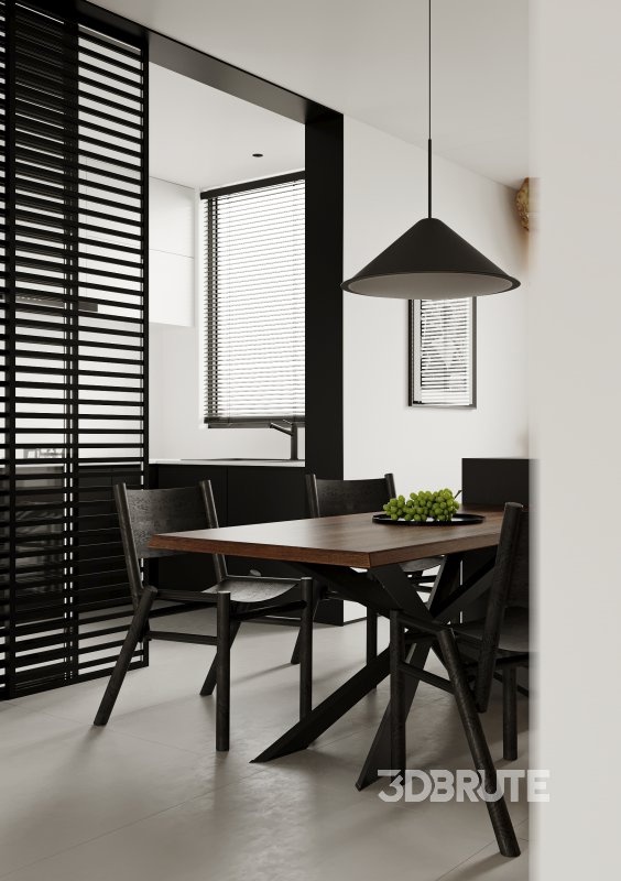 Modern living room and dining room interior scene Image 8