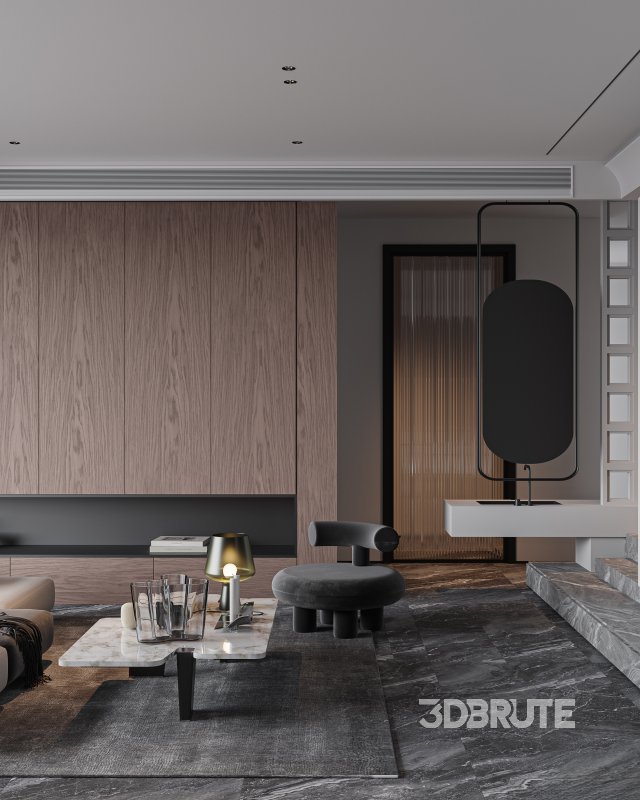 Modern living room and dining room interior scene Image 8