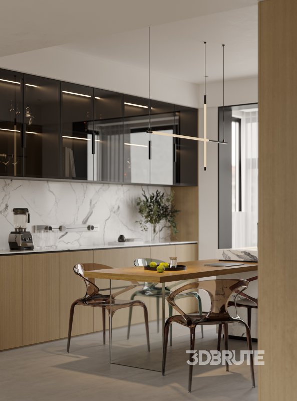 Modern living room and dining room interior scene Image 2