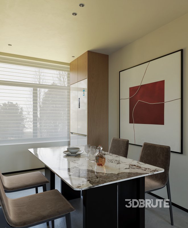 Modern living room and dining room interior scene Image 3