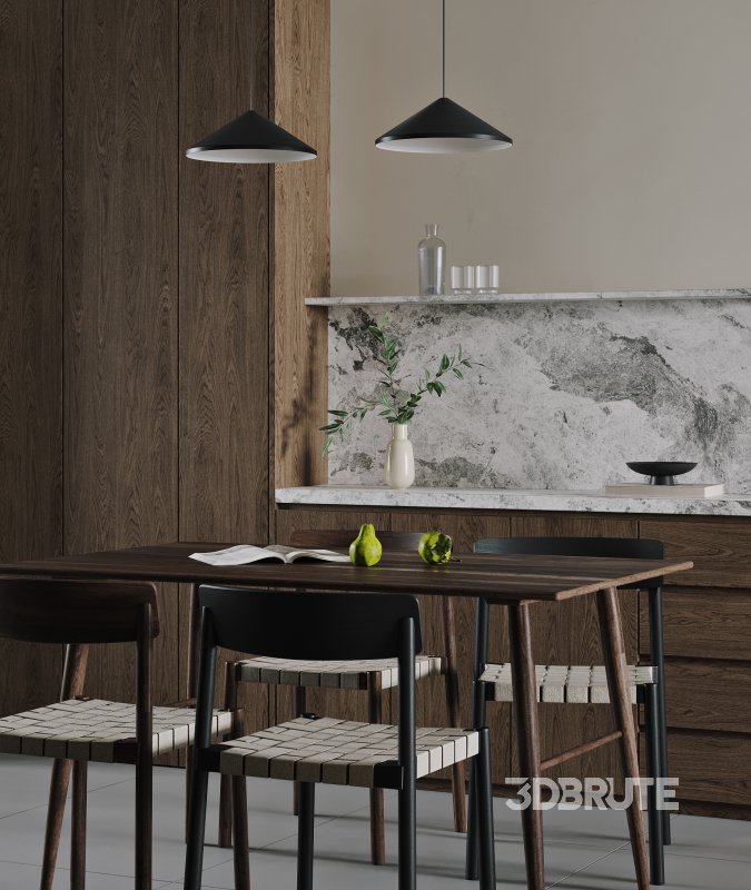 Modern living room and dining room interior scene Image 2