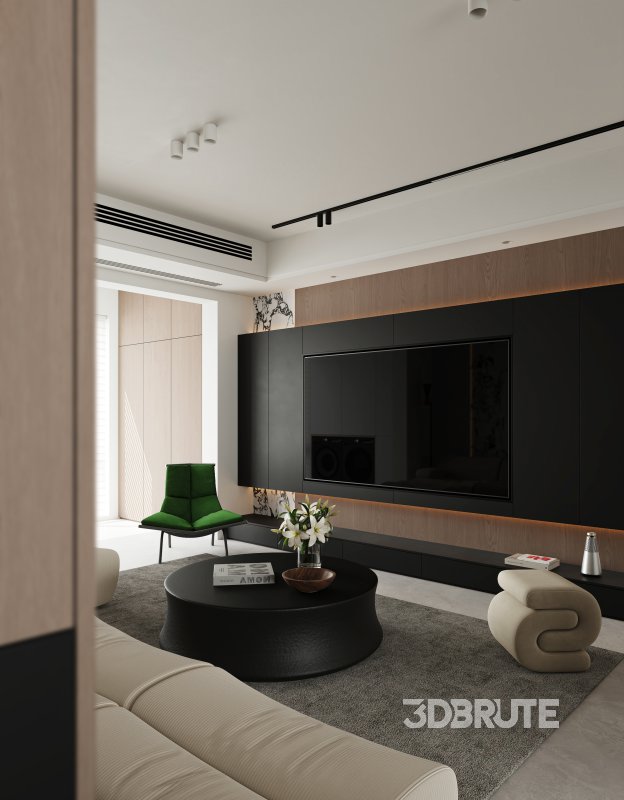 Modern living room and dining room interior scene Image 3