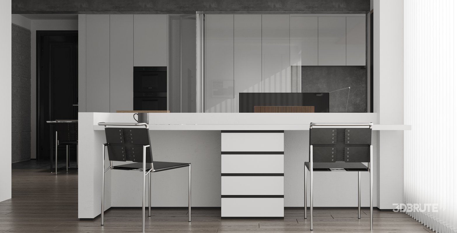 Modern living room and dining room interior scene Image 3