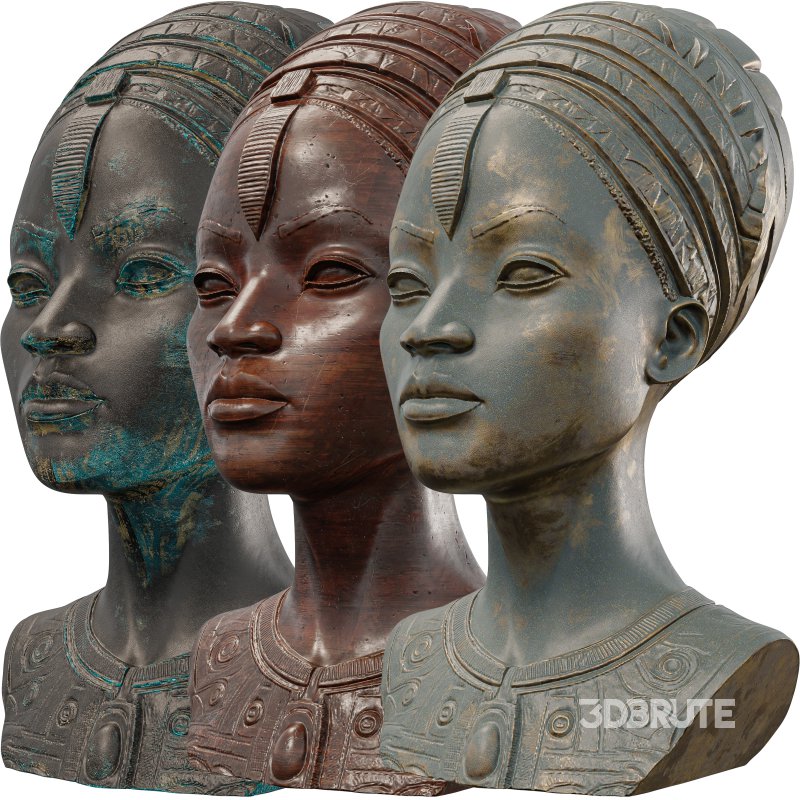 Regal African Queen Bust Sculpture Intricate Image 5
