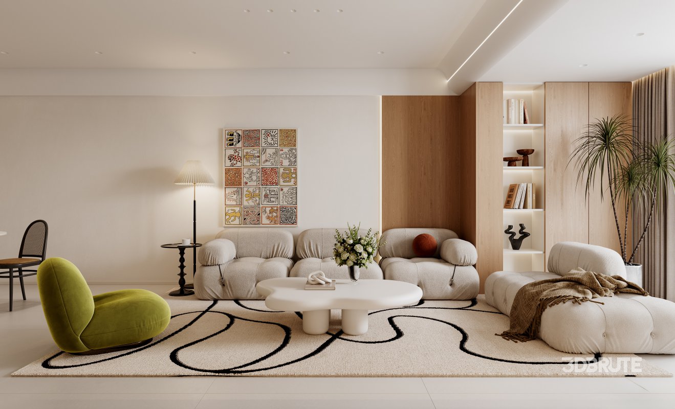 Modern living room and dining room interior scene Image 5