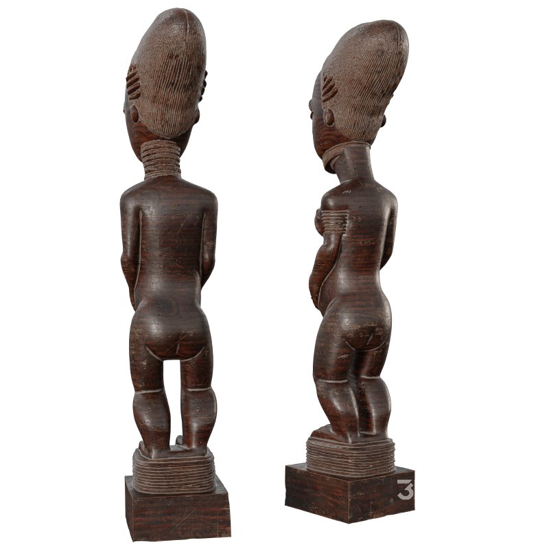 Wooden African Couple Stand Statue Image 1
