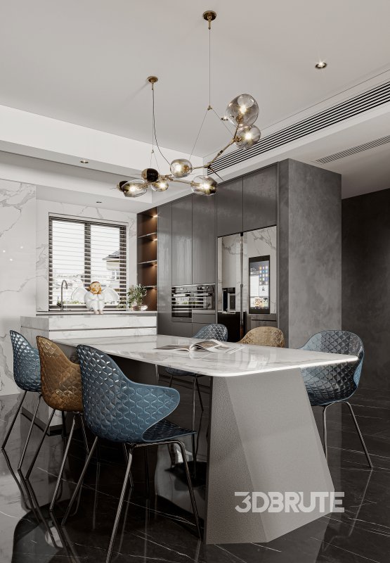 Modern living room and dining room interior scene Image 3