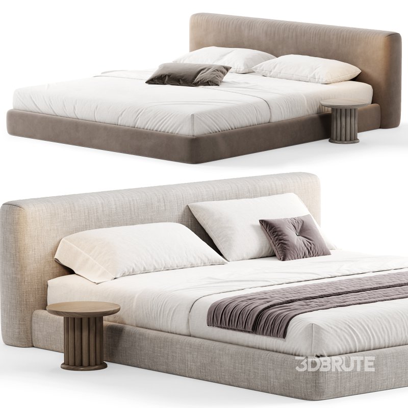 Amabilis Gray Cotton Linen Headboard Bed By Casaspace Image 2