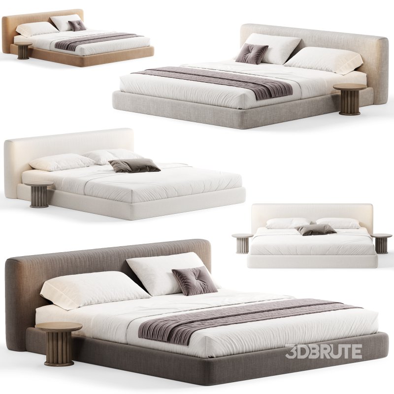 Amabilis Gray Cotton Linen Headboard Bed By Casaspace Image 3