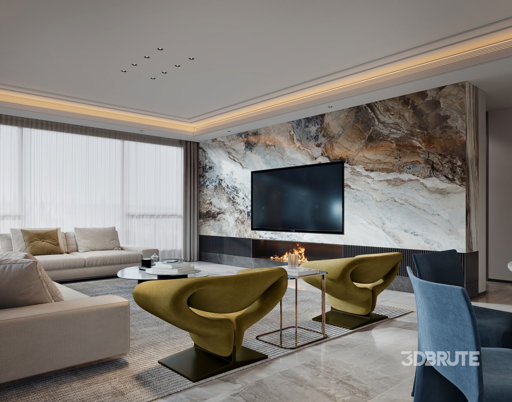 Luxurious living room and dining room Image 6