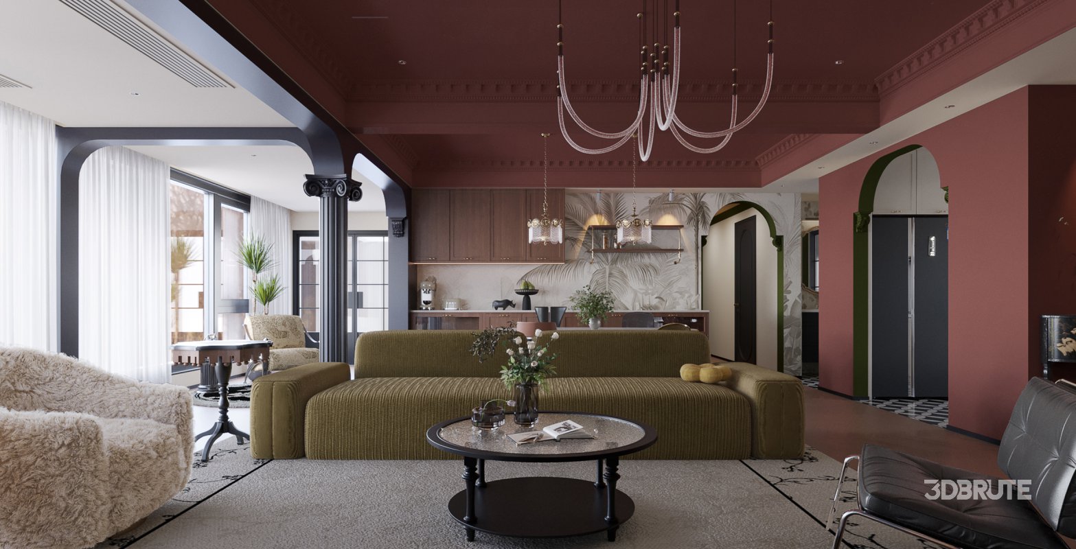 Eclectic living and dining room interior Image 4