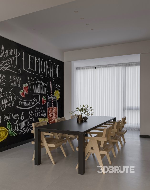 Modern living room and dining room interior scene Image 6