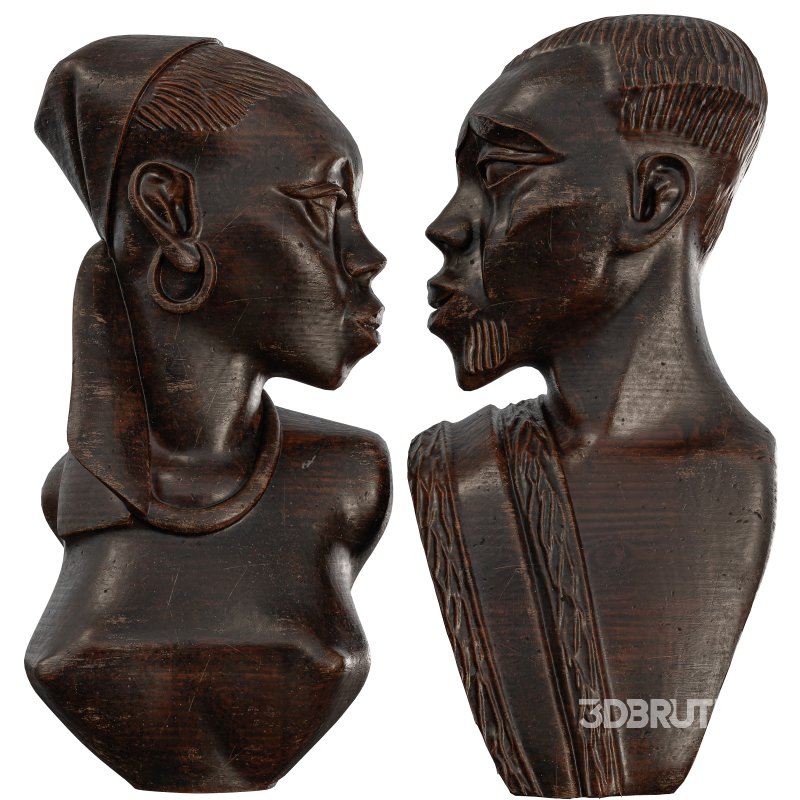 Wooden African Couple Statue Image 4