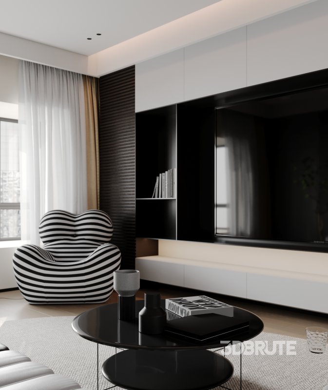 Modern living room and dining room interior scene Image 3