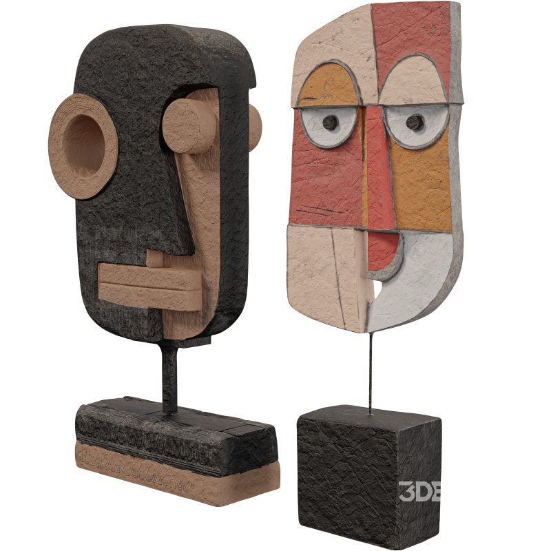 Abstract Tribal Mask Sculpture Image 4