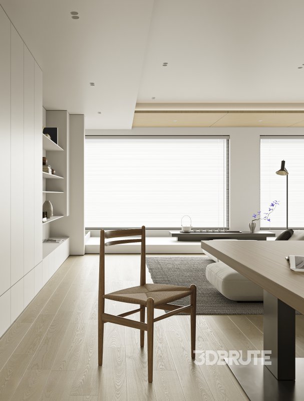 Modern living room and dining room interior scene Image 8