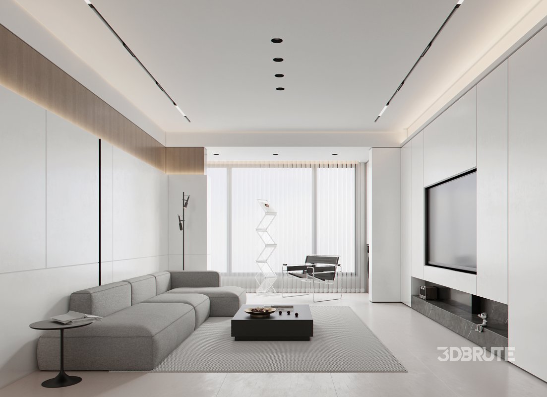 Modern living room and dining room interior scene Image 3