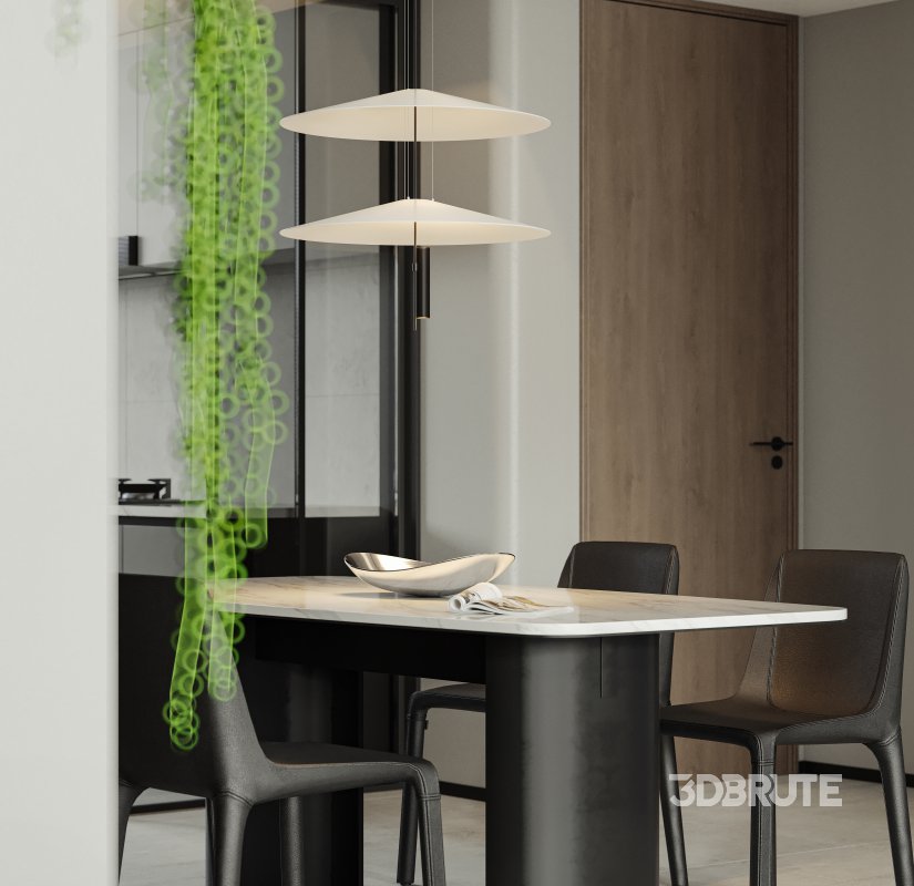 Modern living room and dining room interior scene Image 8