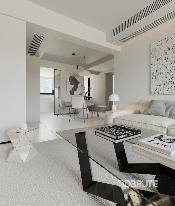 Modern living room and dining room interior scene Image 8