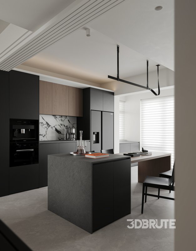 Modern living room and dining room interior scene Image 7