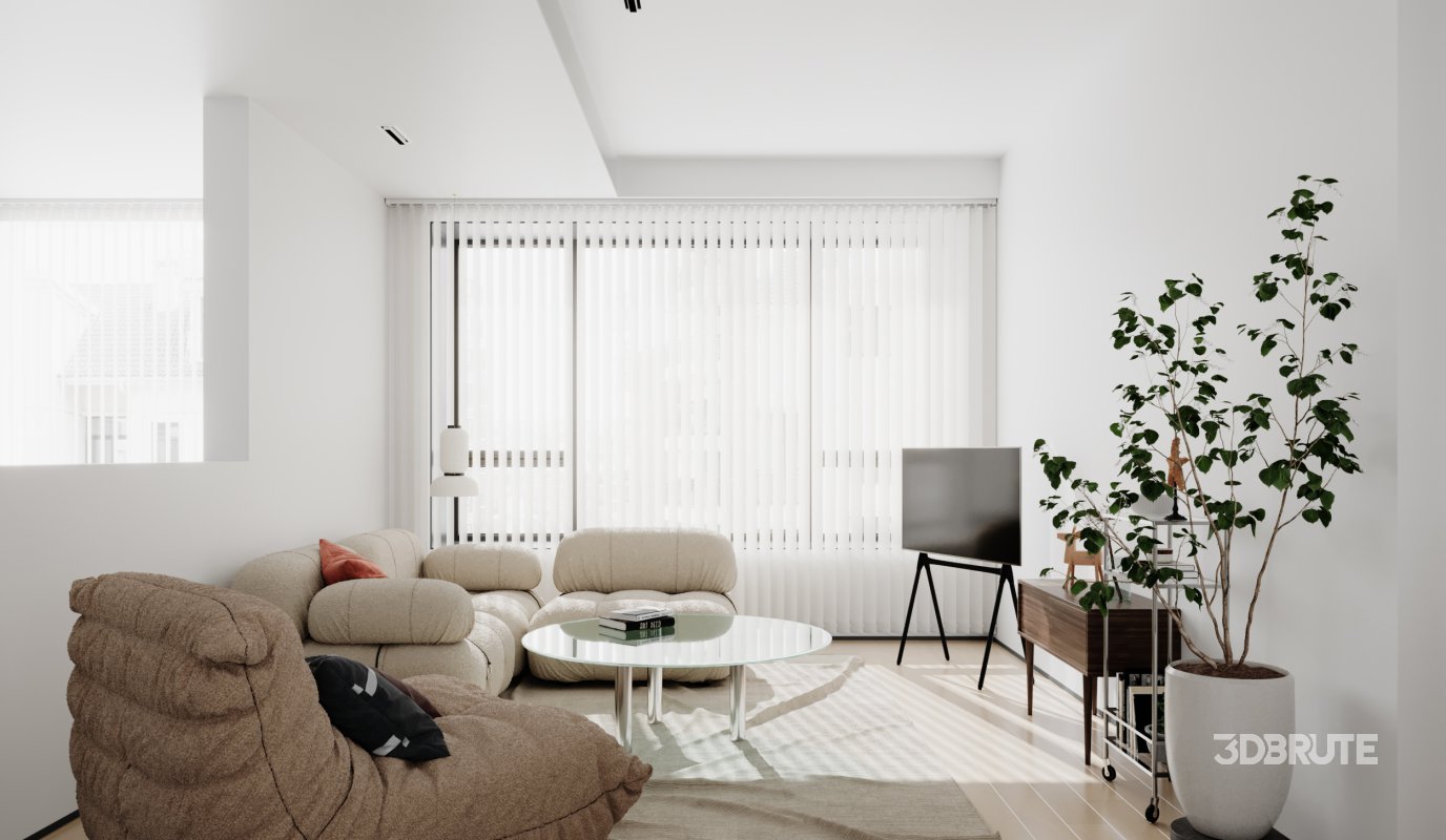 Modern living room and dining room interior scene Image 5