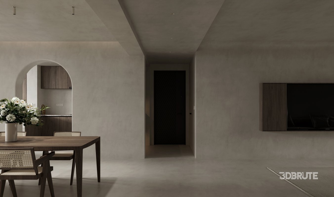 Modern living room and dining room interior scene Image 5