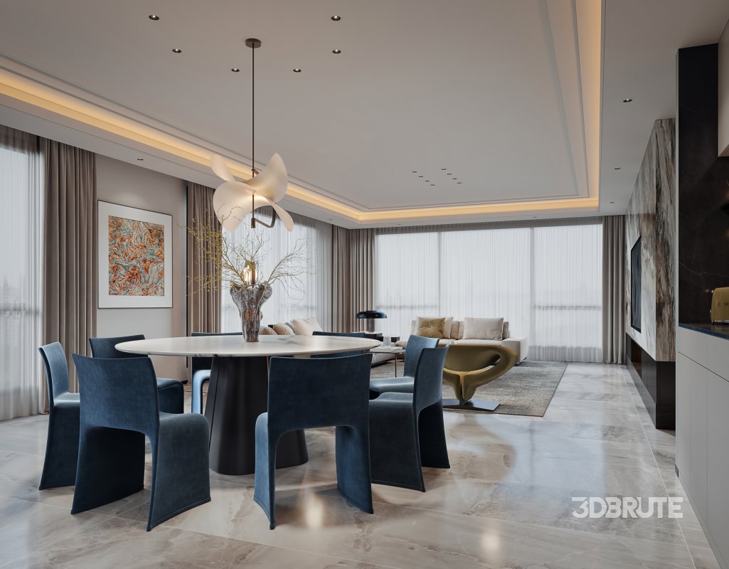 Luxurious living room and dining room Image 2
