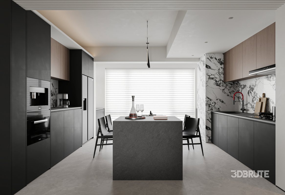 Modern living room and dining room interior scene Image 1