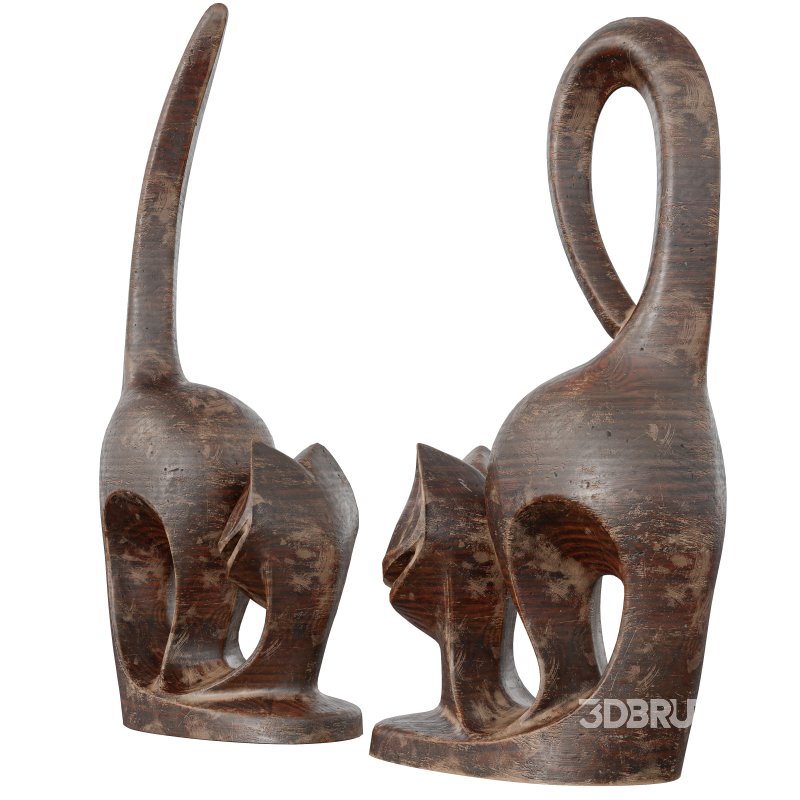 Wooden cats Statue Image 4
