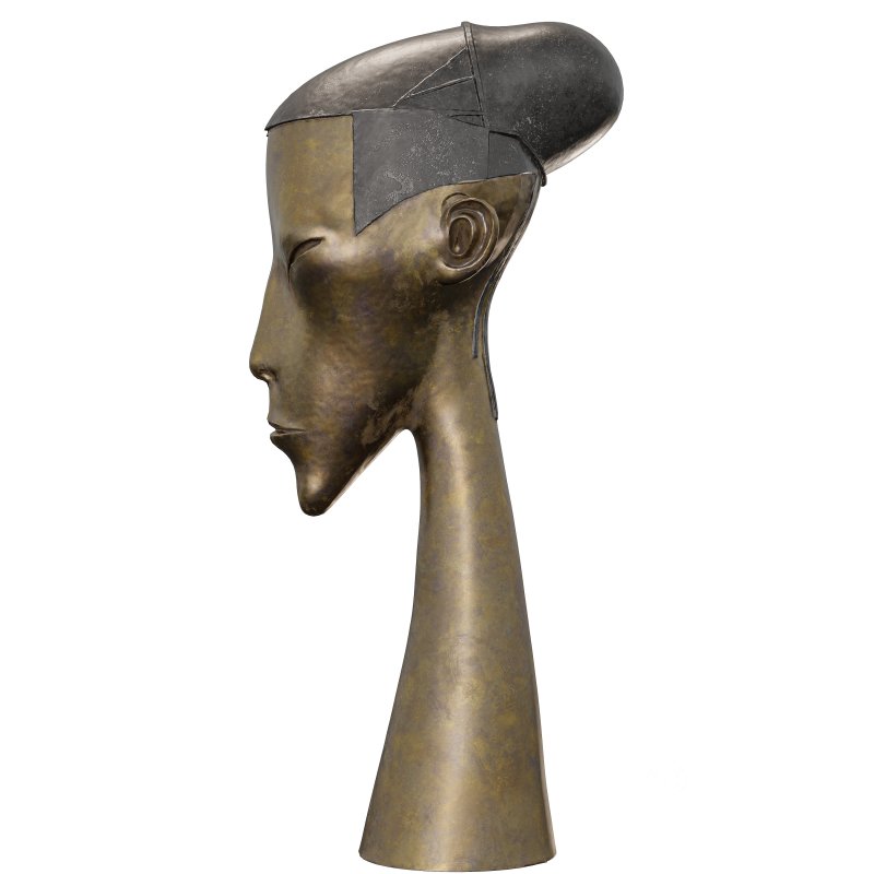 Modern Elongated Head Bronze Sculpture Image 4